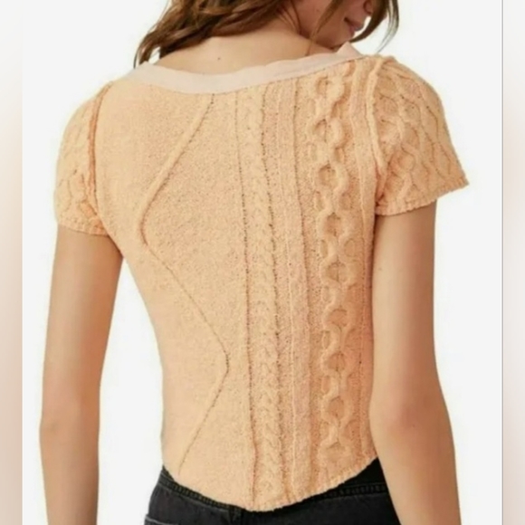 NWOT FREE PEOPLE Baby Cable Tee Large - Picture 3 of 6